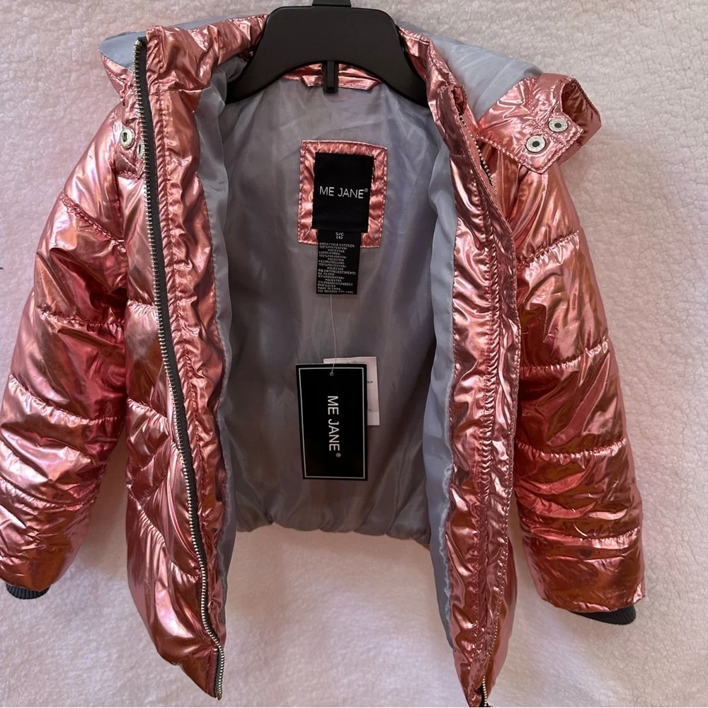 Girls Pink Metallic Winter Jacket